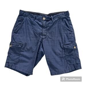 Massimo Dutti Men’s Short Cargo Linen Blend Blue 32